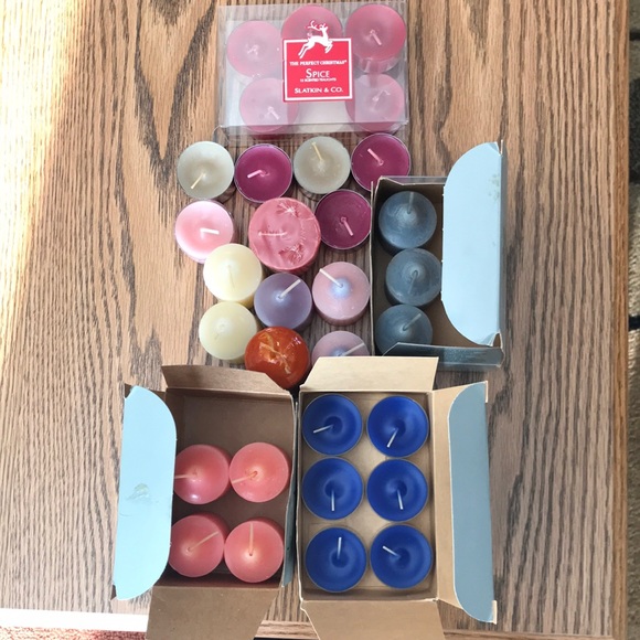 Lot of candles, votives and tea lights. Various scents. Mostly PartyLite